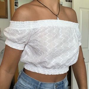 Off-Shoulder Floral Crop Tank Top
